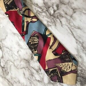 Enrico Guccini 100% Silk Tie Red Black & Tan